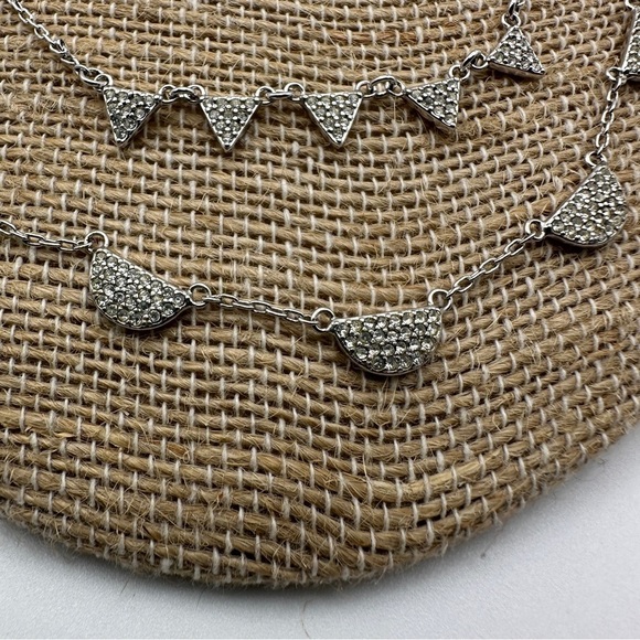 Stella & Dot Pave Chevron Silver tone Necklace with 3 Interchangeable Layers - Picture 3 of 16